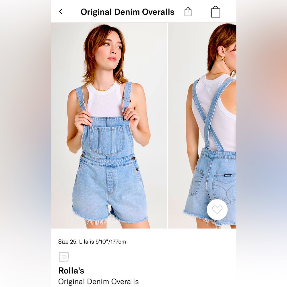 Brand new with tags. Rolla’s size 25. Denim overalls.